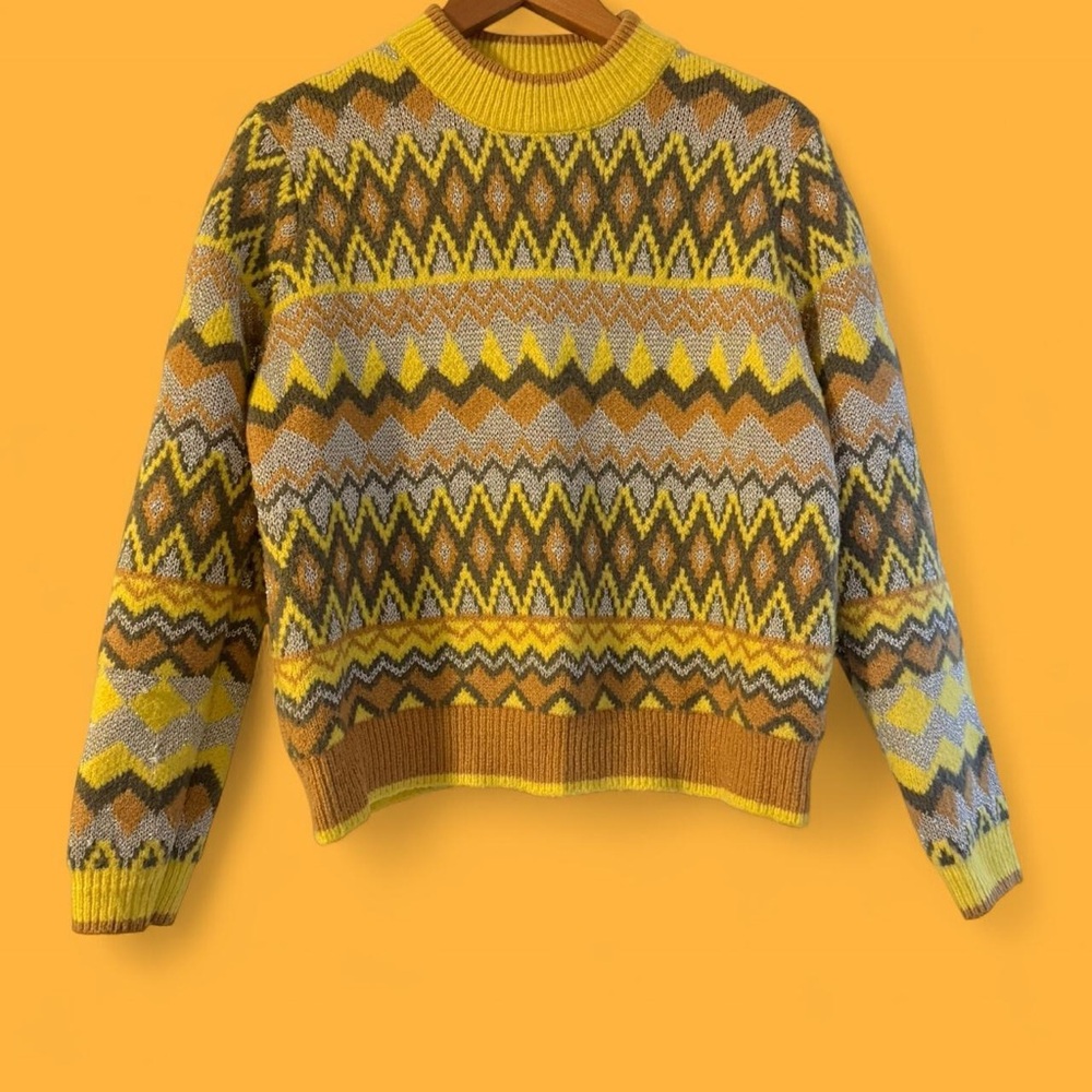 Marc New York Zigzag Sweater - Yellow and Brown